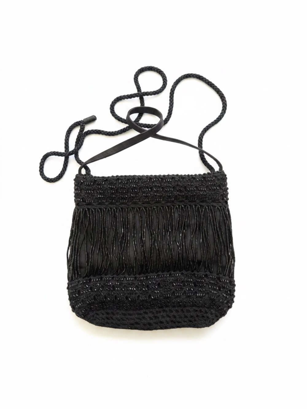 Black Fringe beaded Crossbody Bag